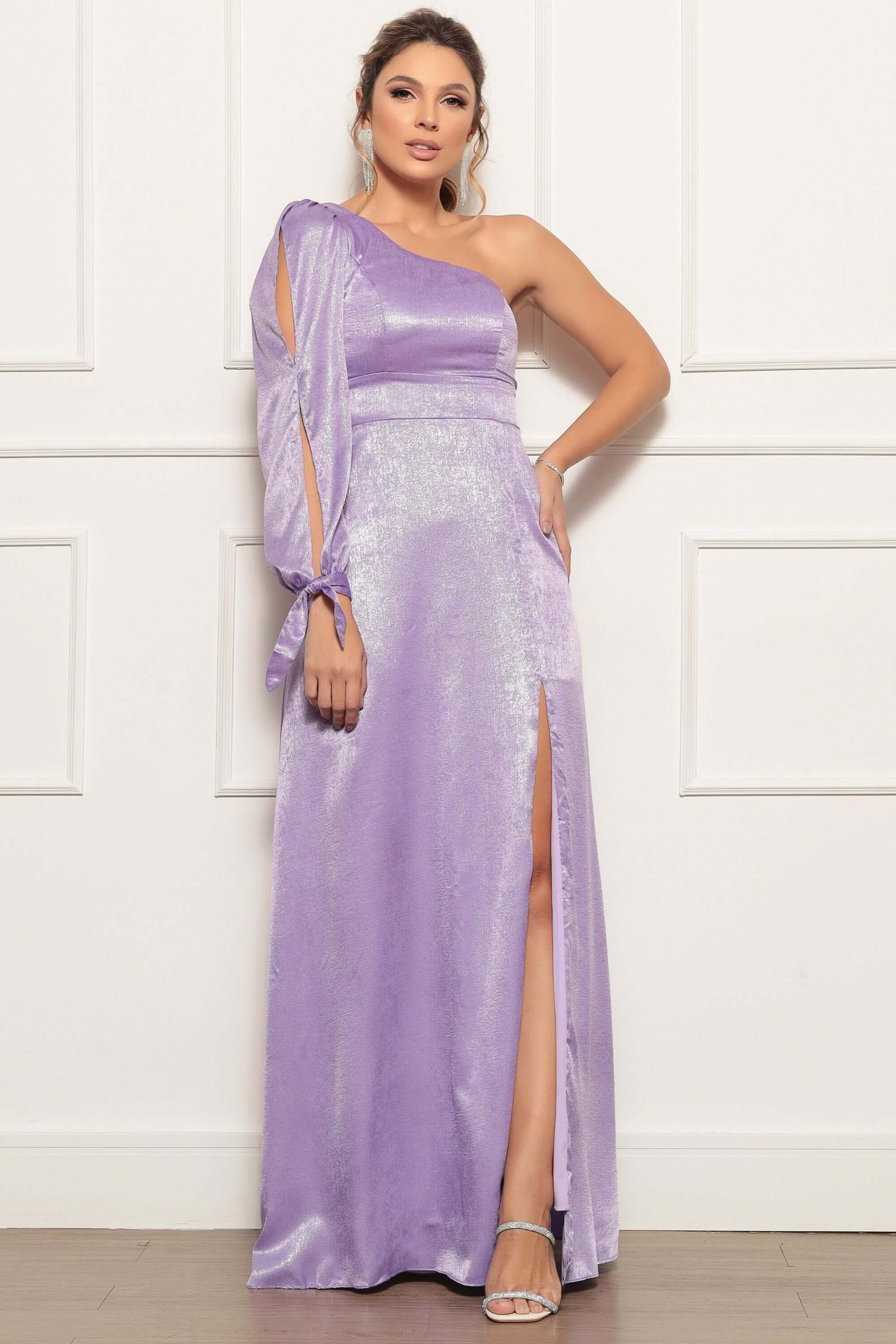 VESTIDO LONGO UNILATERLA MARINA GLIMMER LILAS