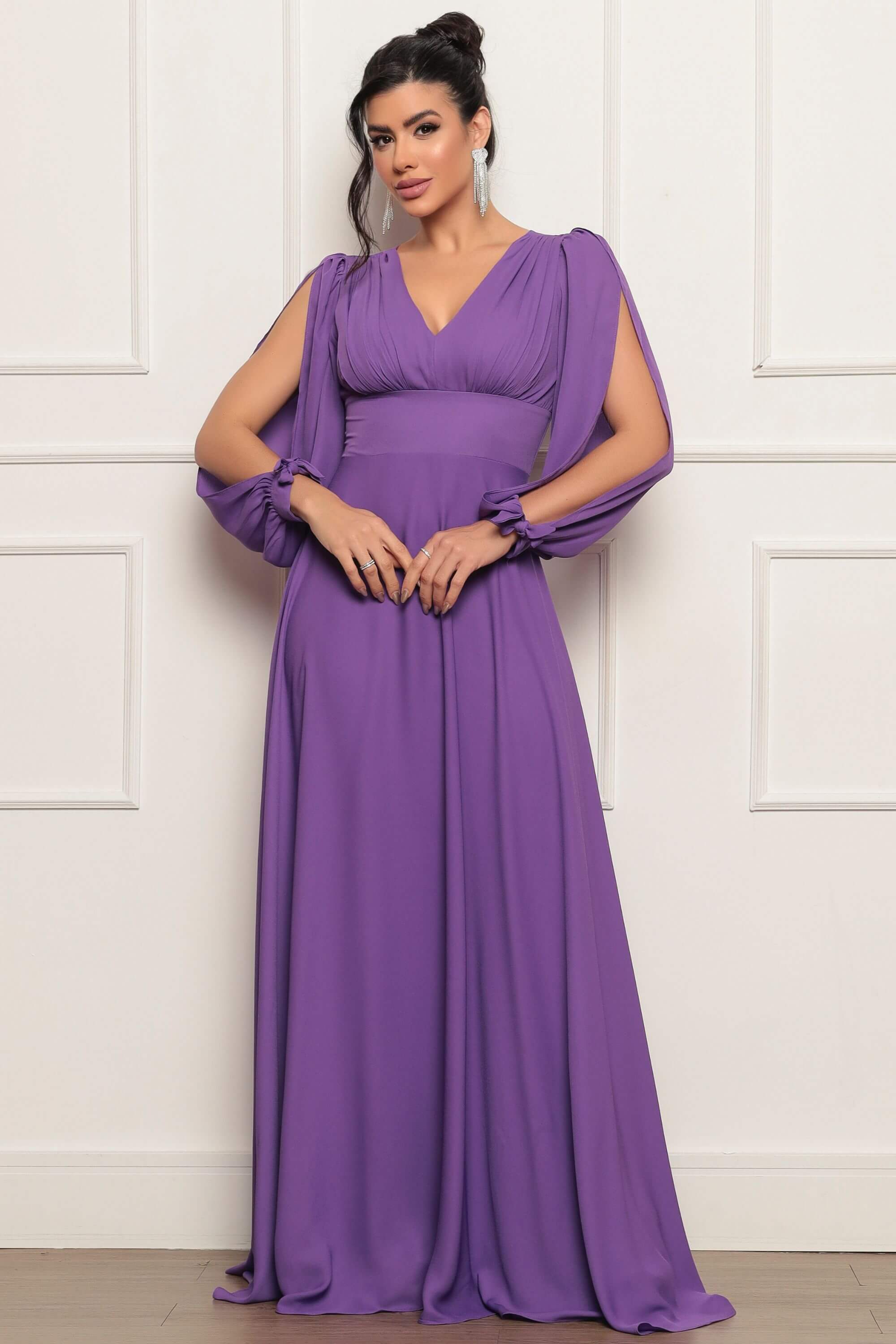 Crepe Vestido Madrinha Manga Longa Rose Vestido De Festa Longo Em Crepe  Acetinado, Manga Unilateral E, image size:2000x3000