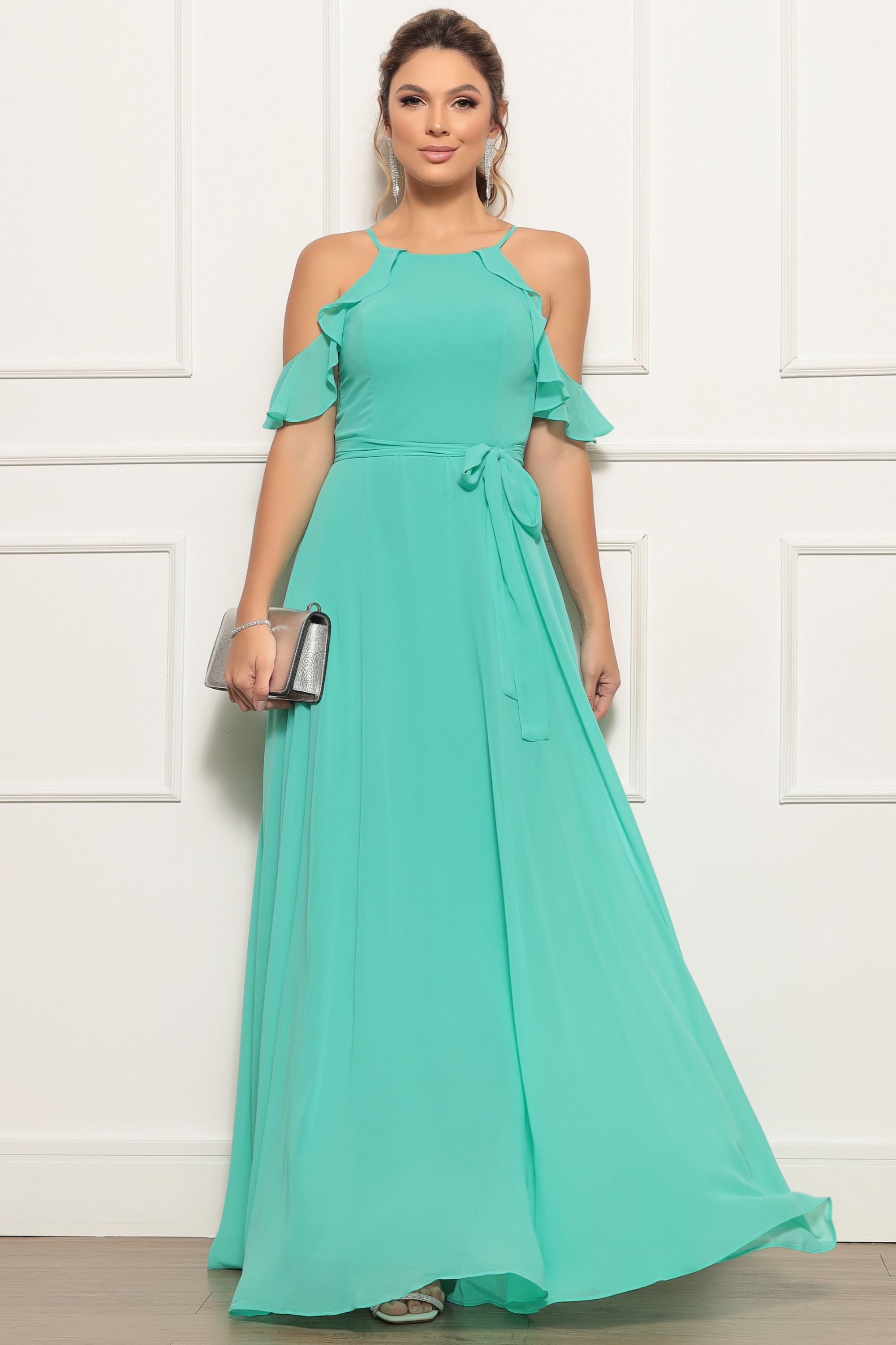 Chiffon Vestido Longo De Seda Para Festa Festa Vestido Longo De