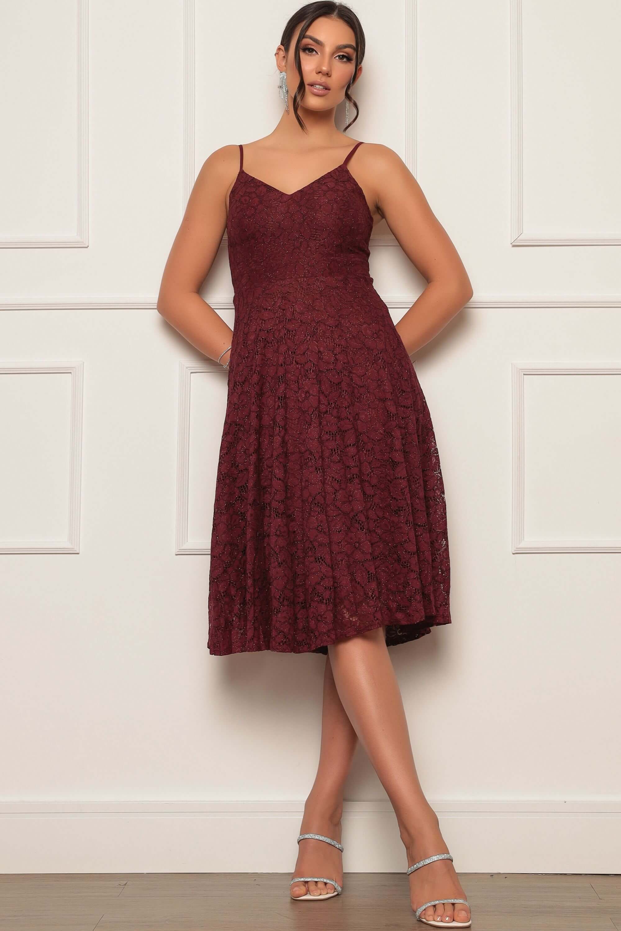 VESTIDO MIDI SOPHIA RENDA MARSALA