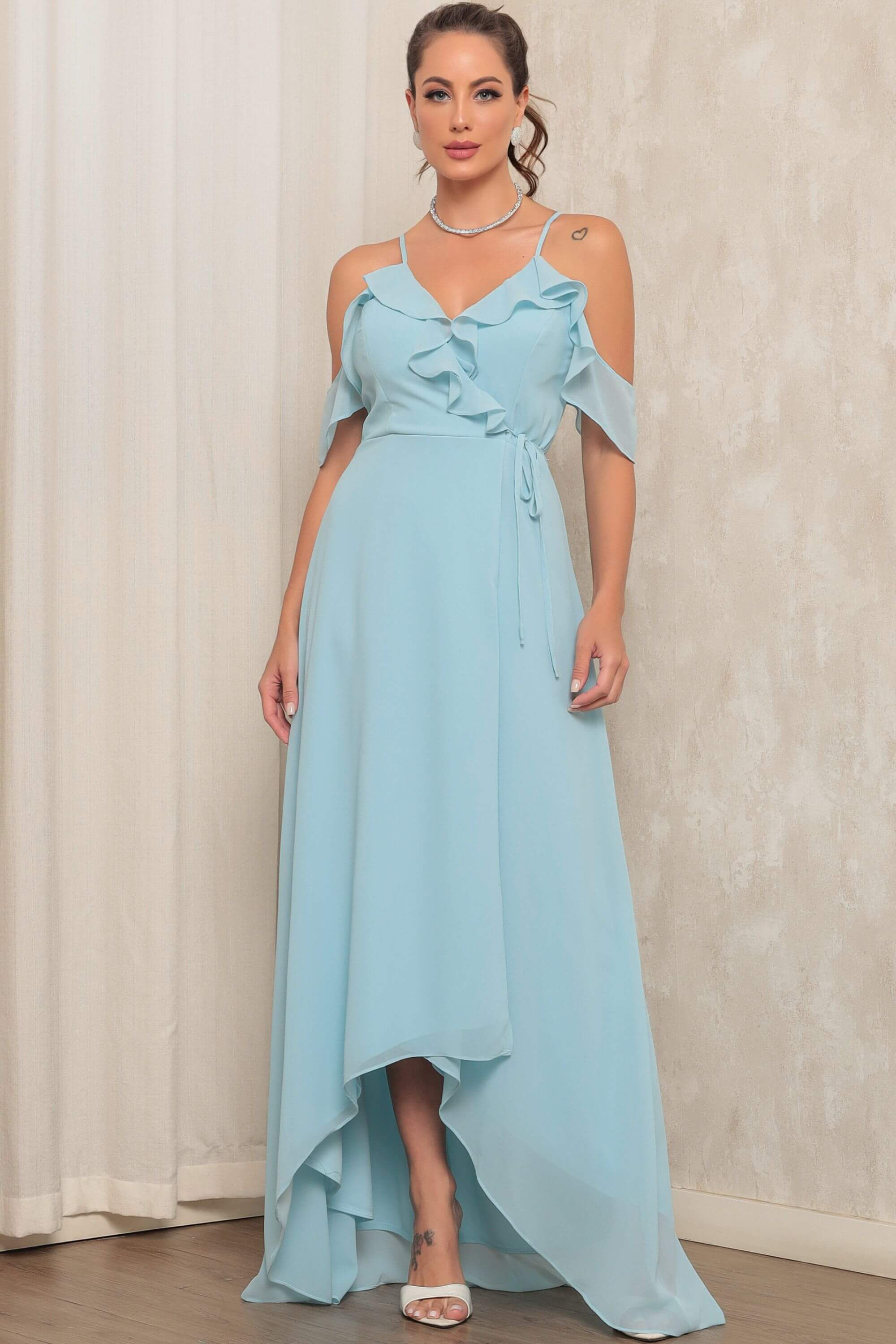 Vestidos Longos Vestido De Formatura Azul Bebê VESTIDO LONGO