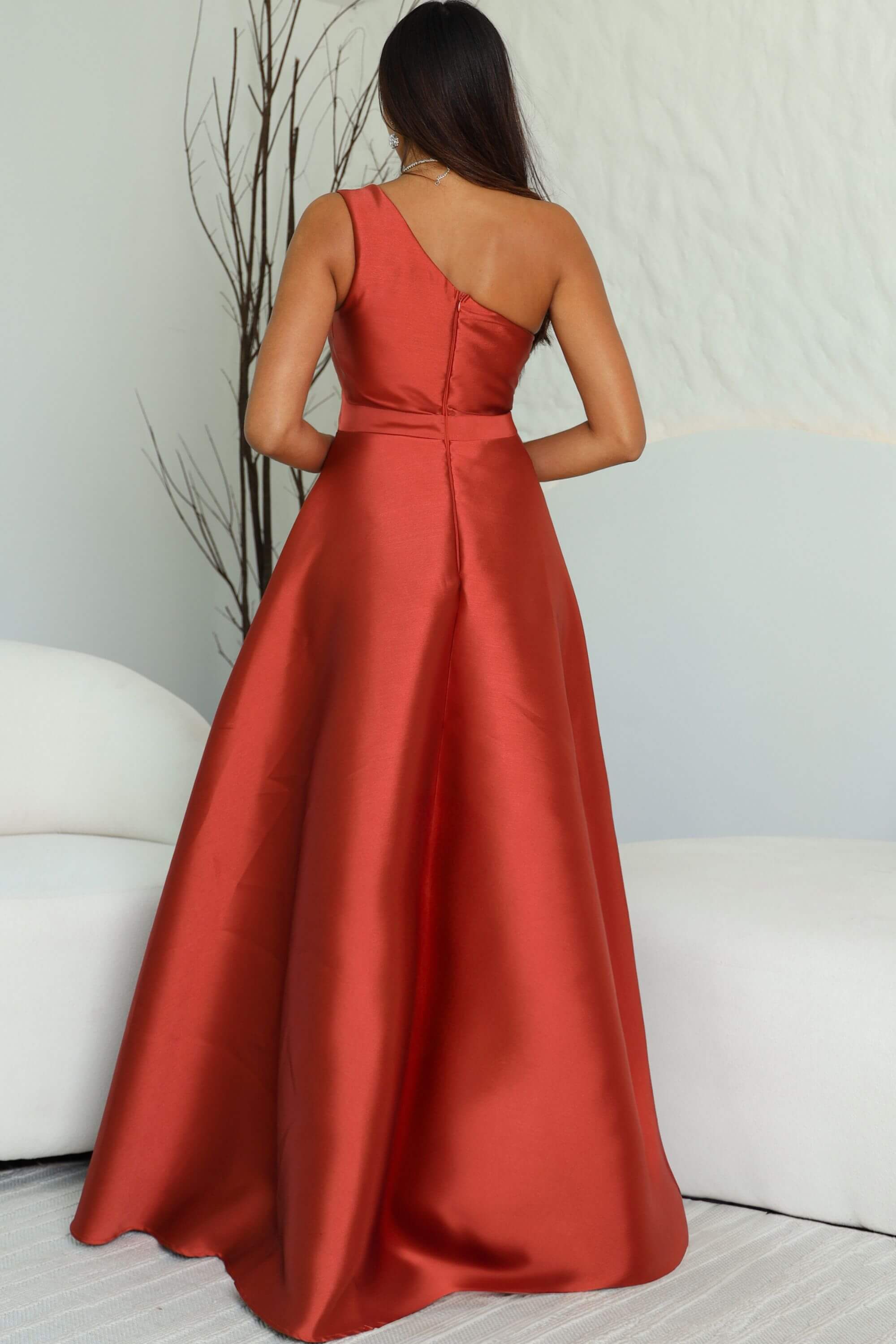 VESTIDO DE FESTA LONGO VERSALHES ZEBELINE TERRACOTA