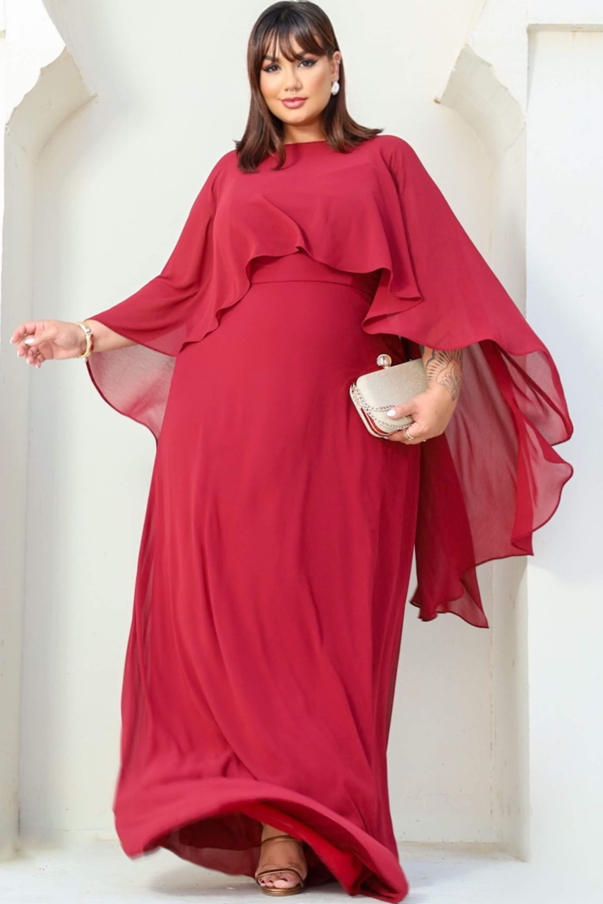 VESTIDO DE FESTA CAPA DENISE MARSALA